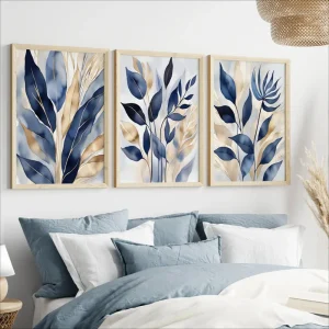 Canvas Print Blue Botanical Abstract for Living Room Unframed Wall Art