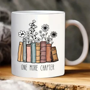 Ceramic floral design coffee cup and fun book "Another Chapter", a double-sided gift for book lovers