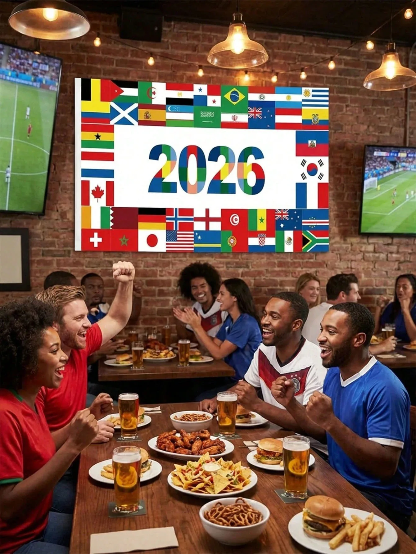 For Soccer Match Spectator Large Wall Tapestry 2026 Football Theme Tapestry Portable Cheering Flags Suitable For Bedroom Match