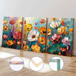 Colourful Abstract Floral Landscape Wall Decor Modern Aesthetic Framed Canvas Print Wall Art For Living Room Office Decor